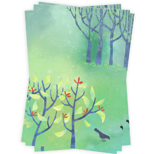 April Modern Green Landscape Nature Painting Wrapping Paper Sheet