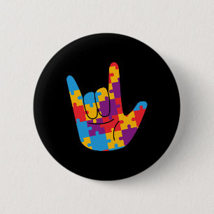 April National Autism Awareness Month ASL Love Sig 6 Cm Round Badge