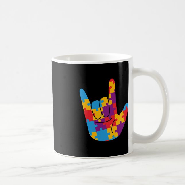 April National Autism Awareness Month ASL Love Sig Coffee Mug (Right)