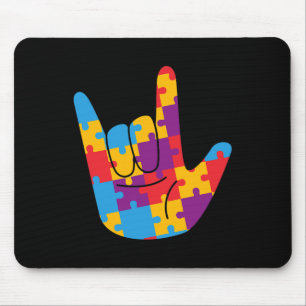 April National Autism Awareness Month ASL Love Sig Mouse Pad