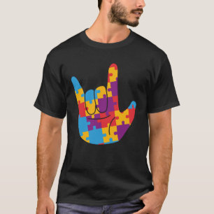 April National Autism Awareness Month ASL Love Sig T-Shirt