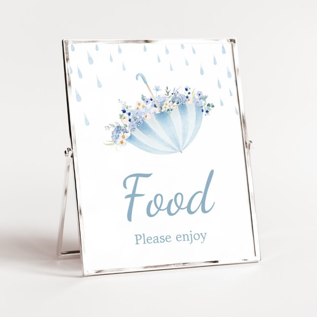 April Shower Bring May Flowers Baby Shower Food Poster (Boy April Shower Bring May Flowers Baby Shower Food Sign)