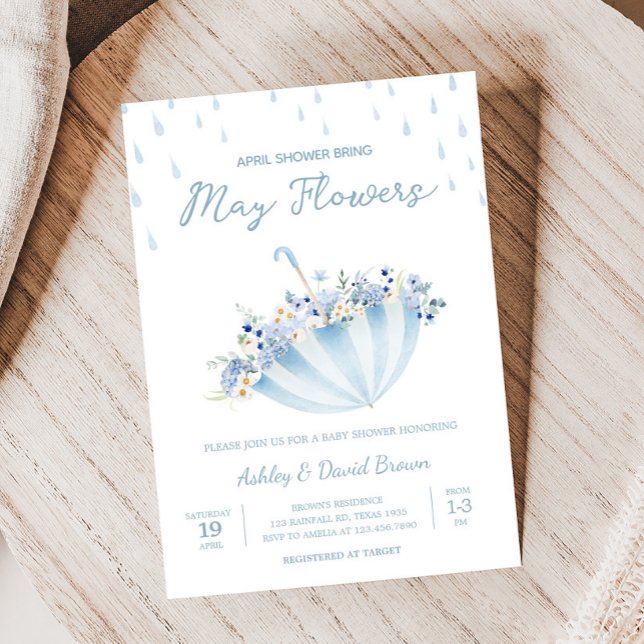 April Shower Bring May Flowers Baby Shower Invitation (Boy April Shower Bring May Flowers Baby Shower Invitation
)