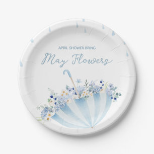 April Shower Bring May Flowers Baby Shower Paper Plate