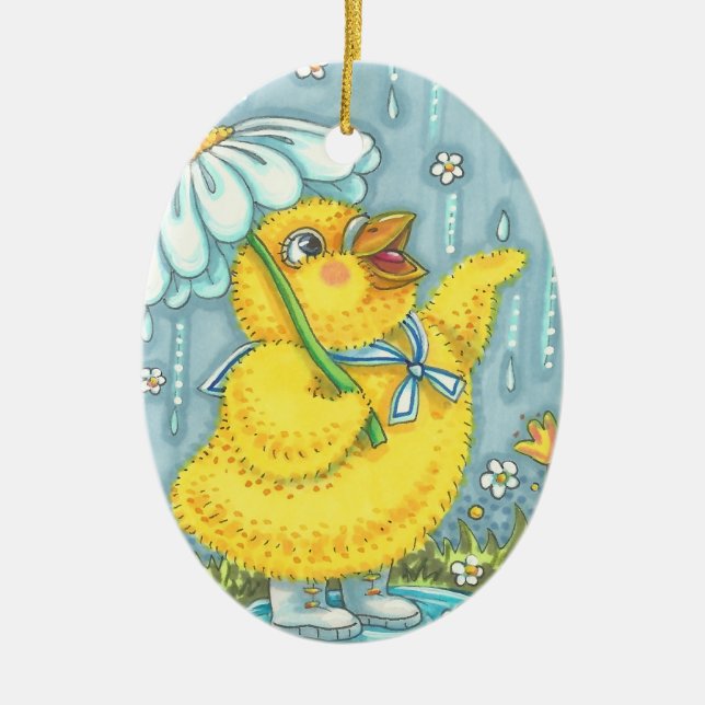 APRIL SHOWERS BABY CHICK EASTER SPRING ORNAMENT (Front)