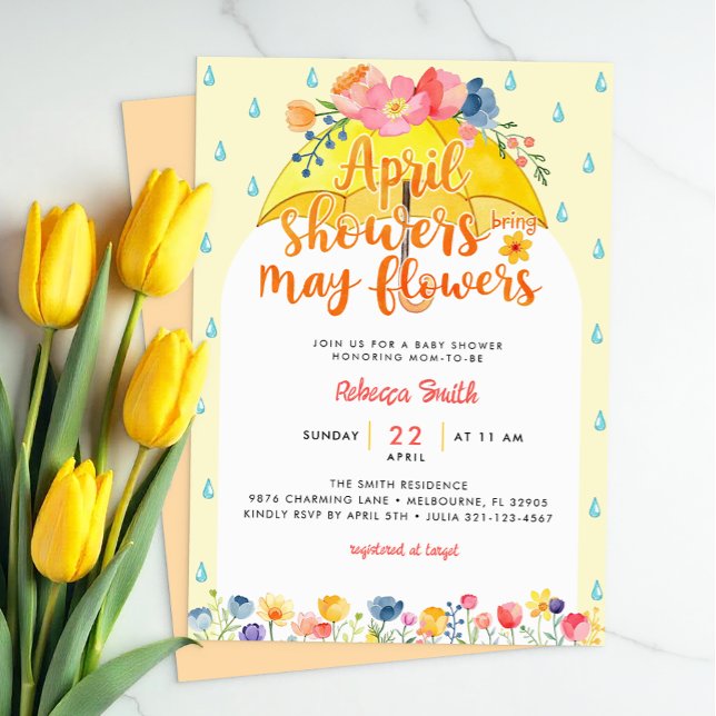 April Showers Bring May Flowers Baby Shower Invita Invitation (Spring Baby Shower Invitation)