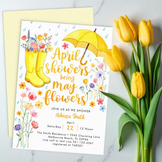 April Showers Bring May Flowers Baby Shower Invita Invitation (April showers bring May Flowers Baby Shower Invitations)