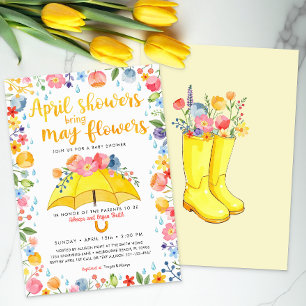 April Showers Bring May Flowers Baby Shower  Invitation