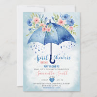 April Showers Bring May Flowers Blue Umbrella