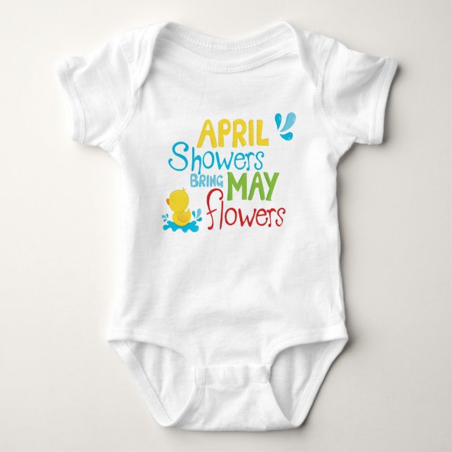 April Showers Brings May Flowers  Baby Bodysuit (Front)