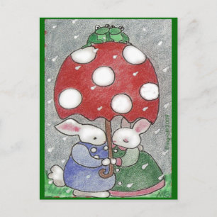 April showers bunny postcard