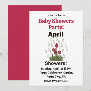 April Showers Daisy Flower Floral Baby Shower Invitation