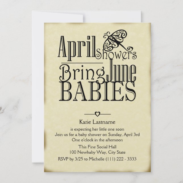 April Showers June Baby Invitation (Front)