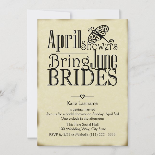 April Showers June Brides Invitation (Front)