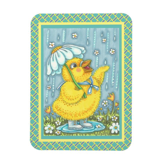 APRIL SHOWERS MAY FLOWERS, SPRING CHICK MAGNET (Vertical)