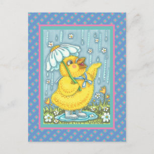 APRIL SHOWERS MAY FLOWERS, SPRING CHICK POSTCARD