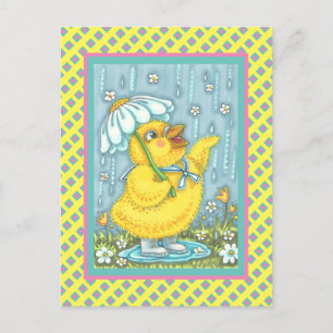 APRIL SHOWERS MAY FLOWERS, SPRING CHICK POSTCARD