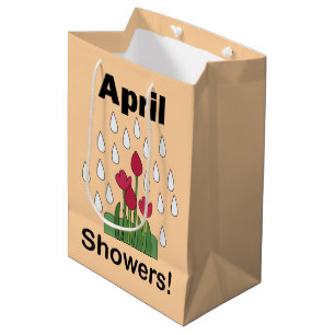 April Showers Pink Daisy Flower Floral Medium Gift Bag