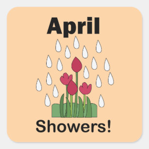 April Showers Pink Daisy Flower Floral Square Sticker