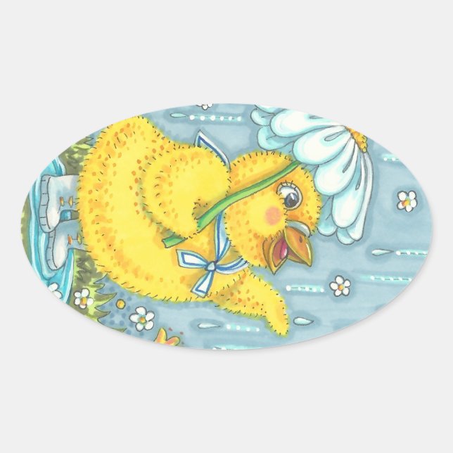 APRIL SHOWERS SPRING CHICK, CHICKEN STICKERS Sheet (Front)