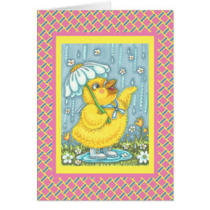 APRIL SHOWERS, SPRING CHICK NOTE GREETING CARD V
