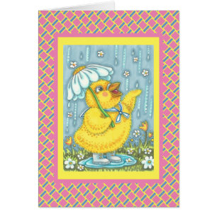 APRIL SHOWERS, SPRING CHICK NOTE GREETING CARD V
