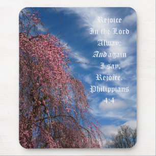 April Sky with Philippians 4:4 Mouse Pad