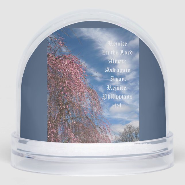 April Sky with Philippians 4:4 Snowglobe (Front)