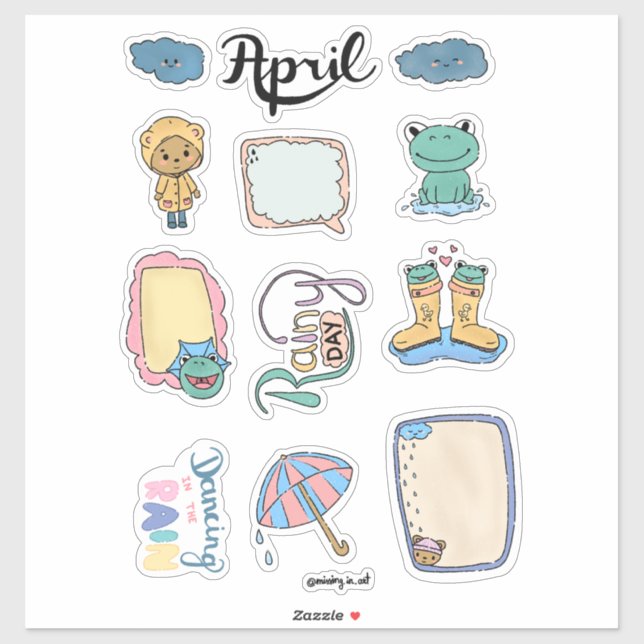 April Sticker Sheet – Rainy Days (Sheet)