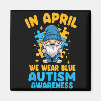 April wear blue autism acceptance gnome puzzle  magnet