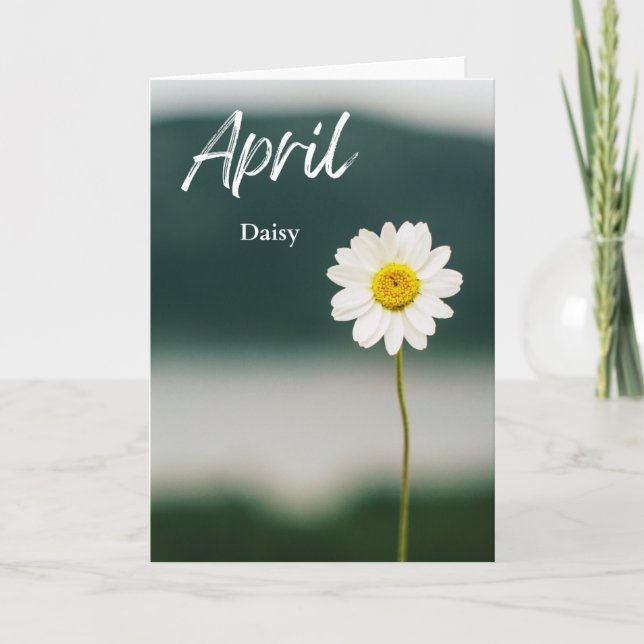 April White Daisy Birth Month Flower Birthday Card (Front)