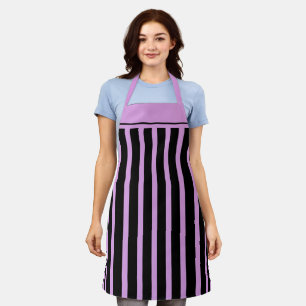 Apron Cafe Black and Lavender Stripe