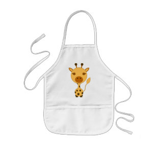 apron child school painting orange giraffe