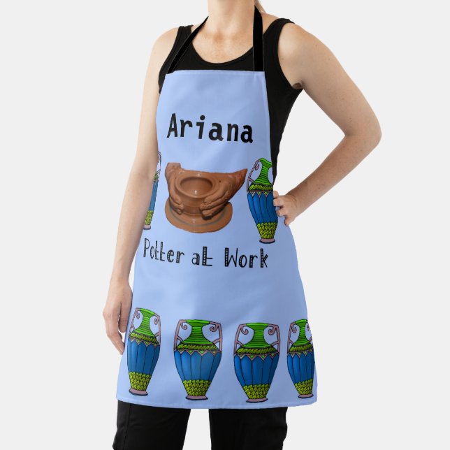 Apron for Potter at Work with Wheel and Pottery (Insitu)