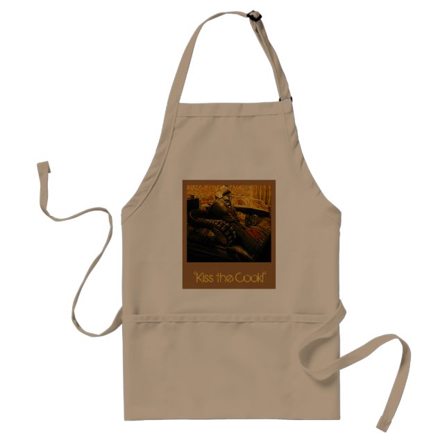 Apron for the gun lover with holster and flask (Front)