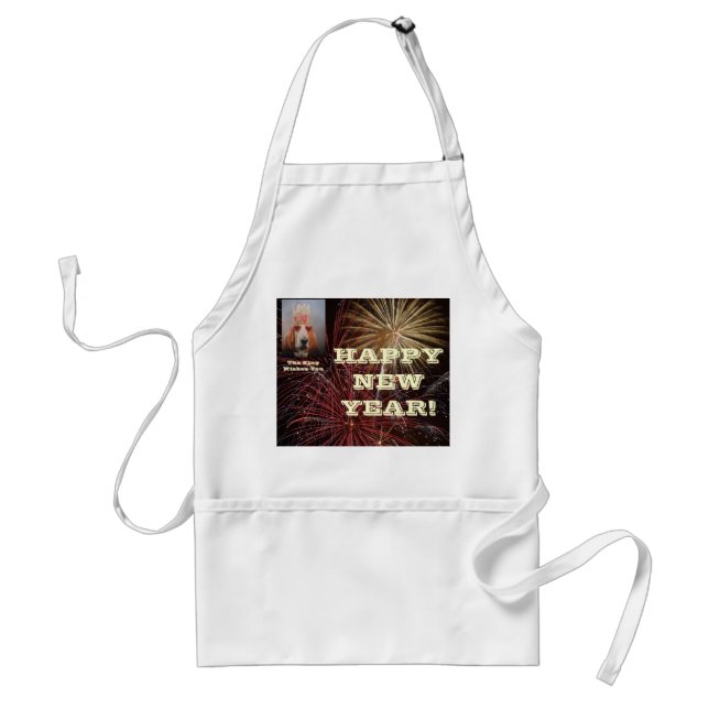 Apron Happy New Year With Basset Hound King (Front)