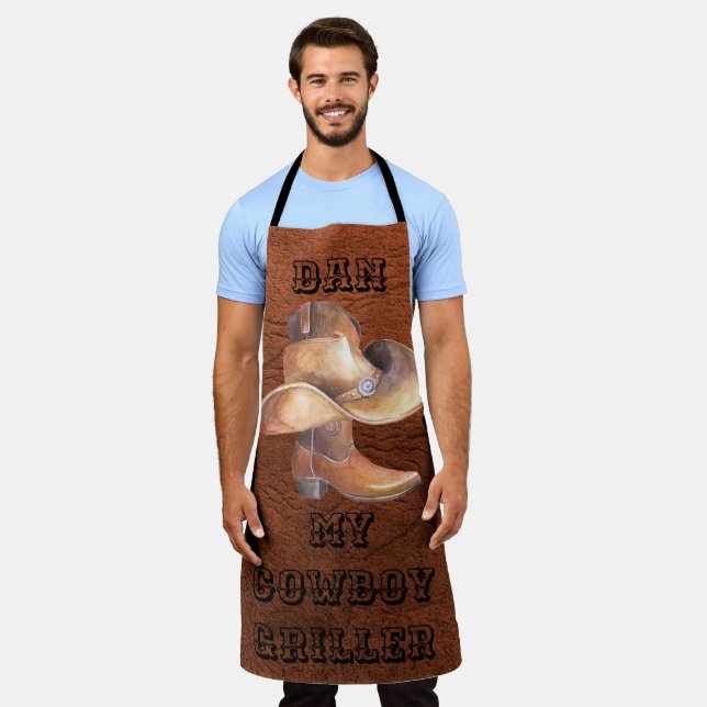 Apron Large Cowboy Hat & Boots Griller (Worn)