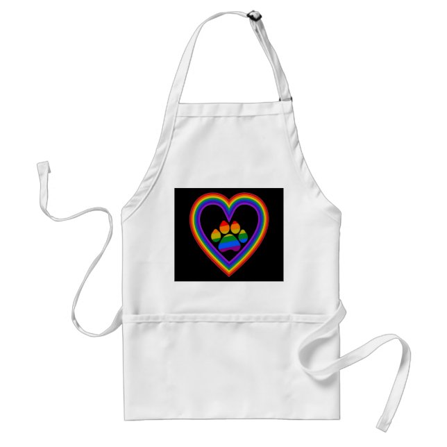 Apron Rainbow Rainbow Heart With Rainbow Paw (Front)