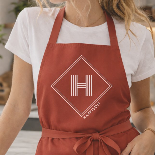 Apron | Stylish Geometric Initial Monogram (Creator Uploaded)