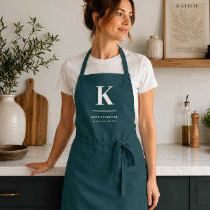 Apron   Teal Initial Name Custom Business Workwear