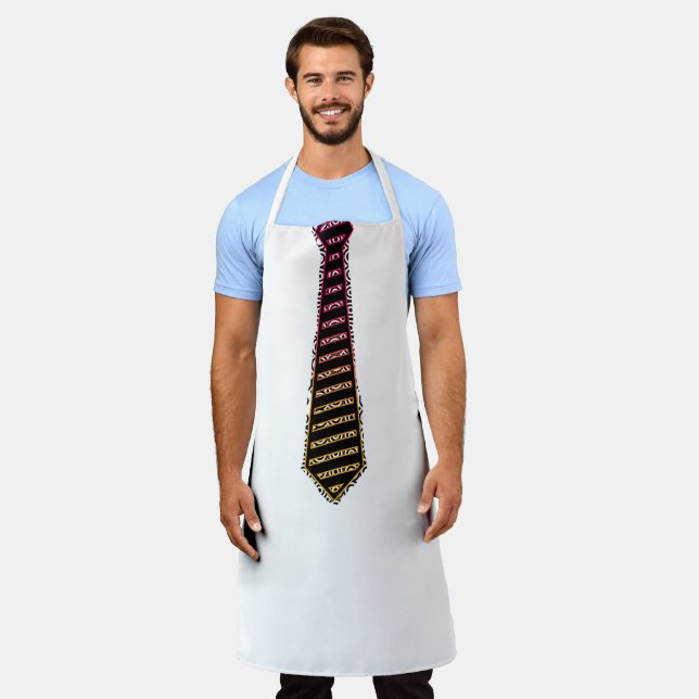 Apron With a Black Stripe Tie Fun Barbecue  Apron (Worn)