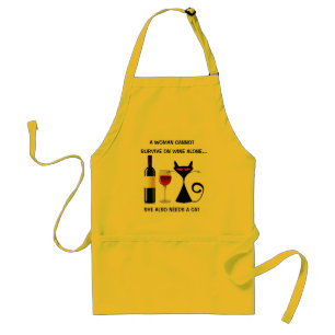 Apron with A Woman Cannot Survive on Wine Alone