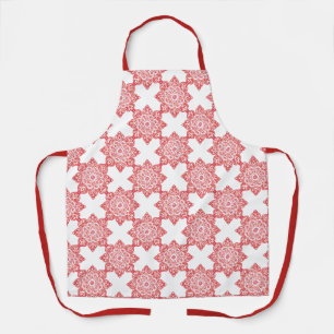 Apron with all over red medallions