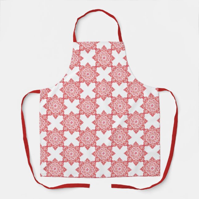 Apron with all over red medallions (Front)