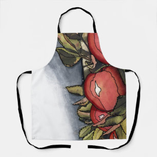 Apron with Apple Watercolor Graphic Image