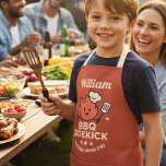 Apron with Custom Name BBQ Sidekick Kids<br><div class="desc">Make cookout time even more fun with this BBQ Sidekick kids apron featuring a cute flame chef character, grilling tools, and custom name personalization. Designed for little helpers who love joining dad at the grill, this playful apron is perfect for backyard barbecues, family cookouts, kitchen fun, and pretend cooking. The...</div>