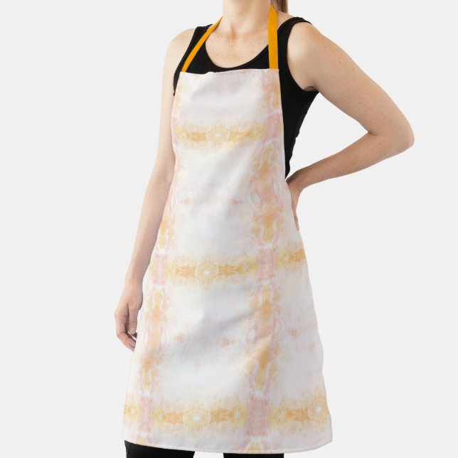 Apron with delicate pastel floral patterns in pink (Insitu)