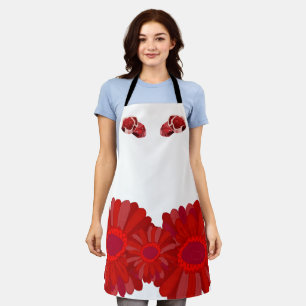 Apron with Floral Print and Pork Fabric. 