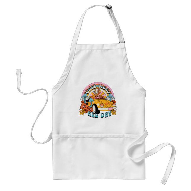Apron with Good Vibes All Day Design (Front)