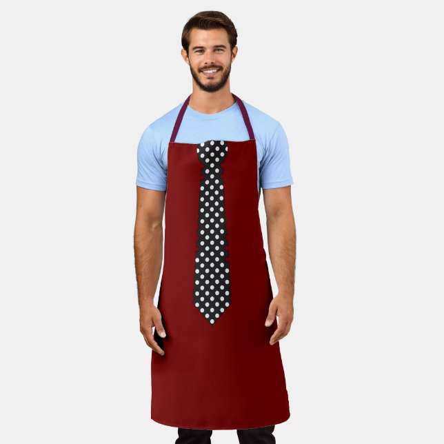 Apron With Polka Dot Tie Dk Red Barbecue  Apron (Worn)